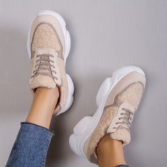 Women's Cozy Fleece Chunky Sneakers Winter Sport Shoes