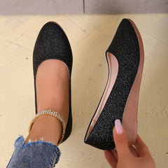 Women's Glitter Flat Shoes Soft Sole Pointed Toe Comfort Ballet Flats