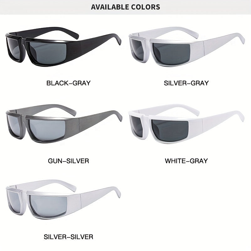 Y2K Punk Narrow Frame Sunglasses Wrap Around Mirrored Eyewear