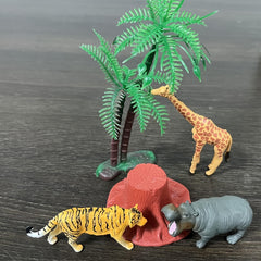 Mini Farm Wild Animal Figures Set Lion Tiger Zebra Giraffe PVC Educational Toy