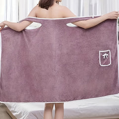 Quick Drying Coral Velvet Bath Skirt with Pockets - Stylish Bath Wrap Towel