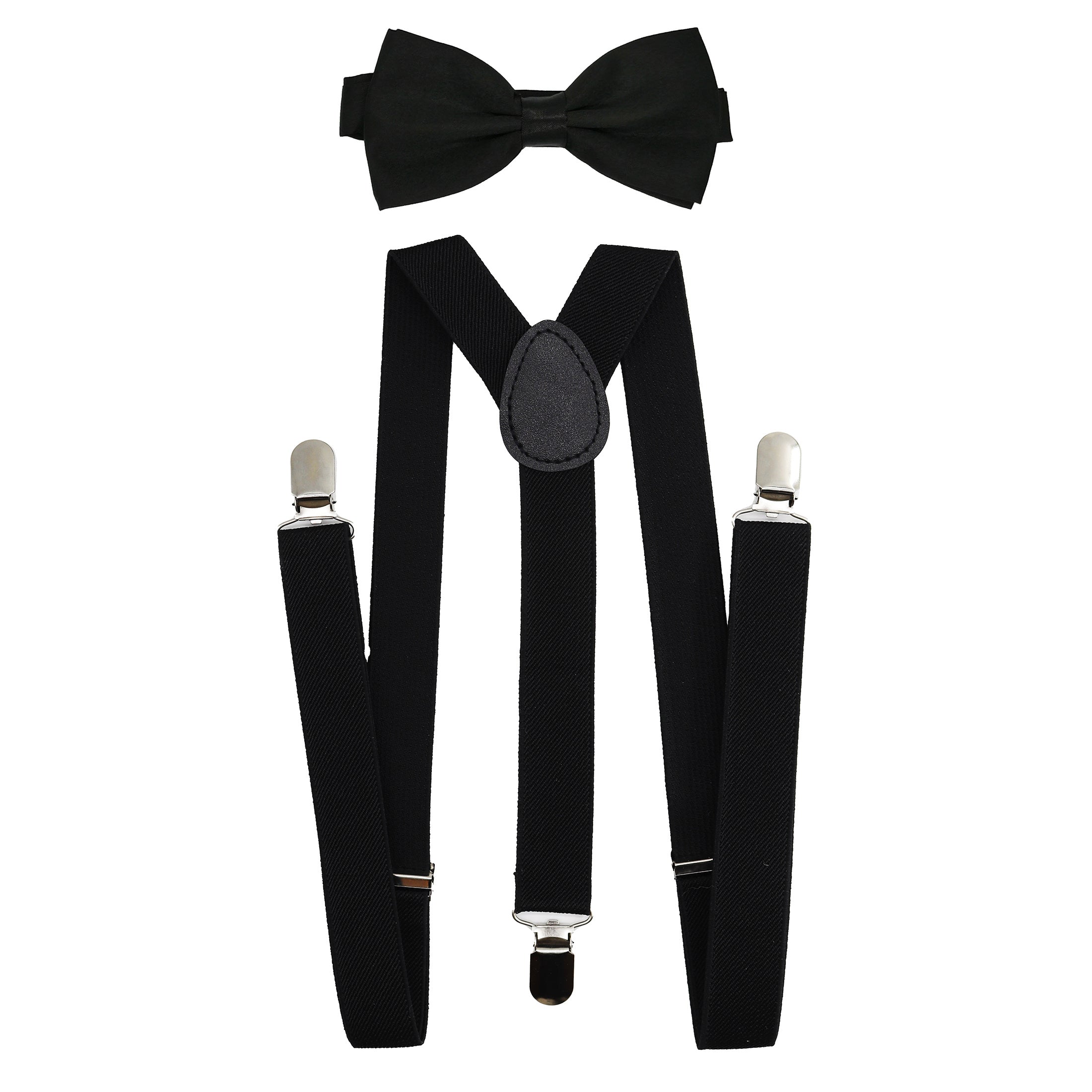 Plain Elastic Suspender with Bow Ties for Men