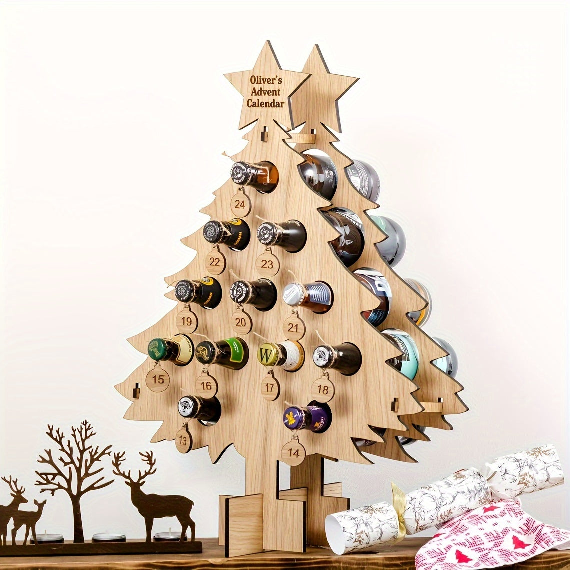 Wooden Wine Rack: Christmas Party Decorations