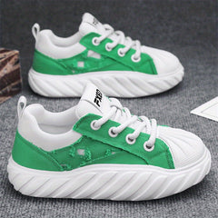 Men's Breathable Ripped Canvas Shoes Thick Bottom Walking Shoes