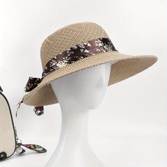Sun Hat Ribbon Bowknot Solid UV Protection Bucket Hats Women