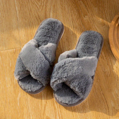 Women's Cozy Plush Cross Strap Slippers