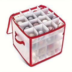 Christmas Balls Storage Box 64 Grid Organizer Zipper Lid Household Sorting Box