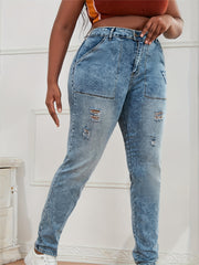 Stretch Ripped Jeans, Button Fly