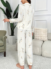Floral Pajama Set Long Sleeve Top & Pants