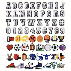 50Pcs Letters Numbers Sports Charms Clog Shoe Decoration Boys Kids Teens Adults