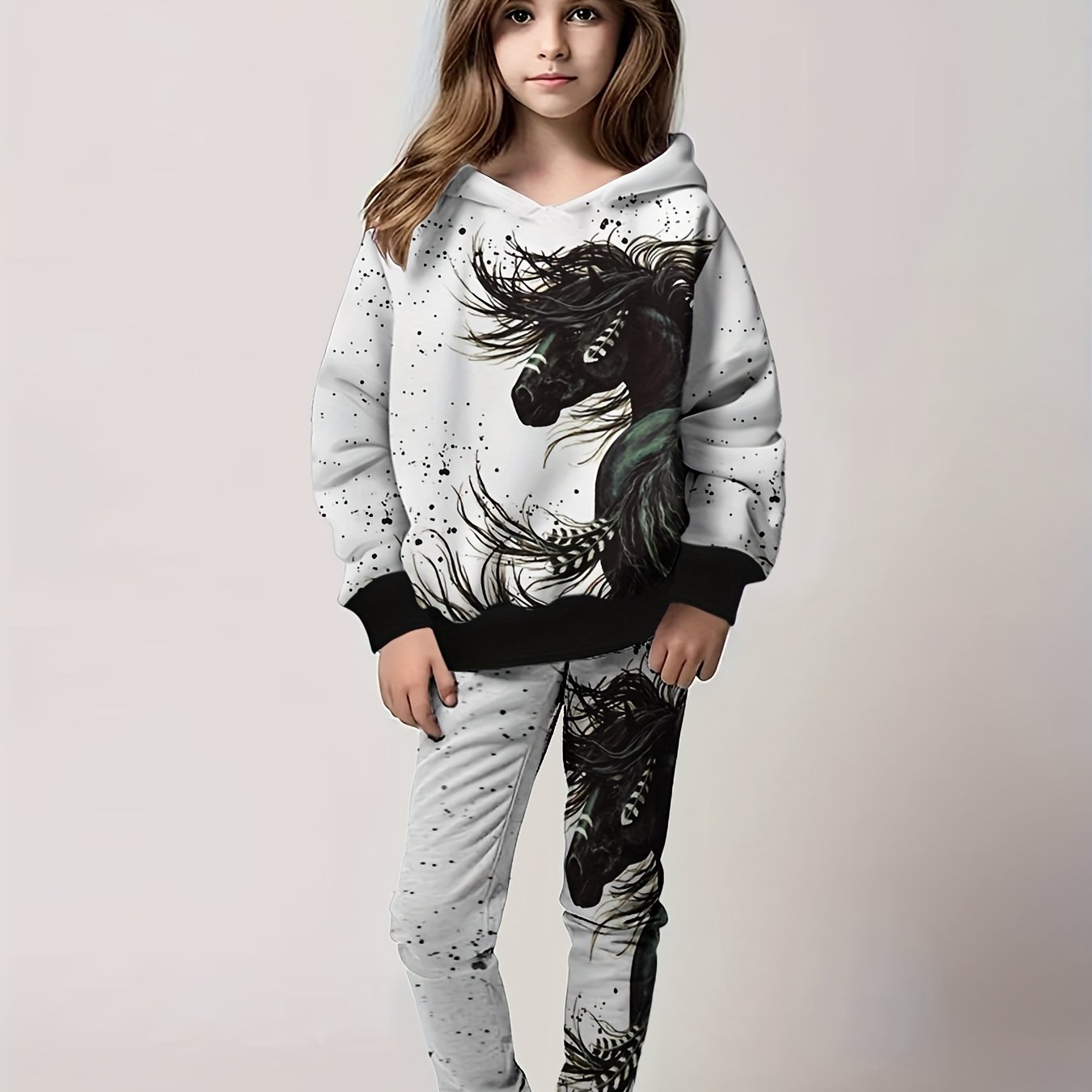 Kids 3D Horse Print Outfits Set Boys Western Style Gift