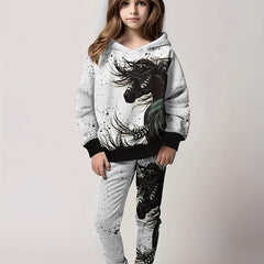 Kids 3D Horse Print Outfits Set Boys Western Style Gift