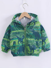 Boys Dinosaur Hooded Jacket Windbreaker Kids Clothes
