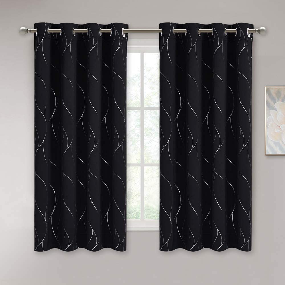 Silver Wave Line Blackout Curtain Home Decor