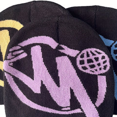 Y2K Jacquard Beanie Hip Hop Elastic Knit Hat Unisex