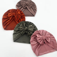 Waffle Bow Baby Hat for 0-3 Years Old