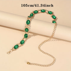 Crystal Decor Waist Chain Western Hollow Out Metal Belly Chain