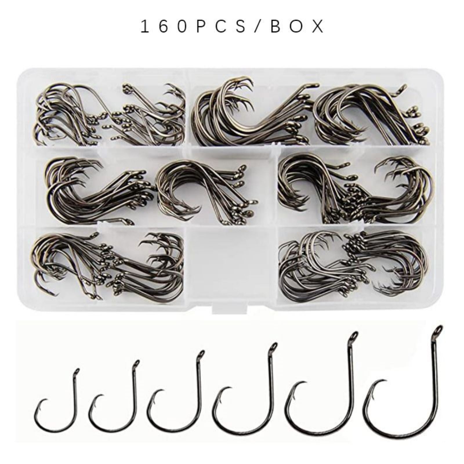 160pcs 2x Strong Circle Fishing Hooks Offset High Carbon Steel Octopus Hooks