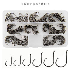 160pcs 2x Strong Circle Fishing Hooks Offset High Carbon Steel Octopus Hooks