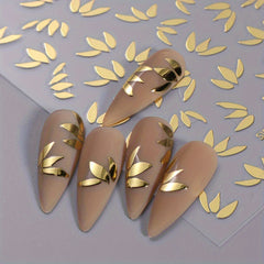 Metallic Leaf Nail Art Stickers Flower Rose Golden Silvery Mirror Spring Petal