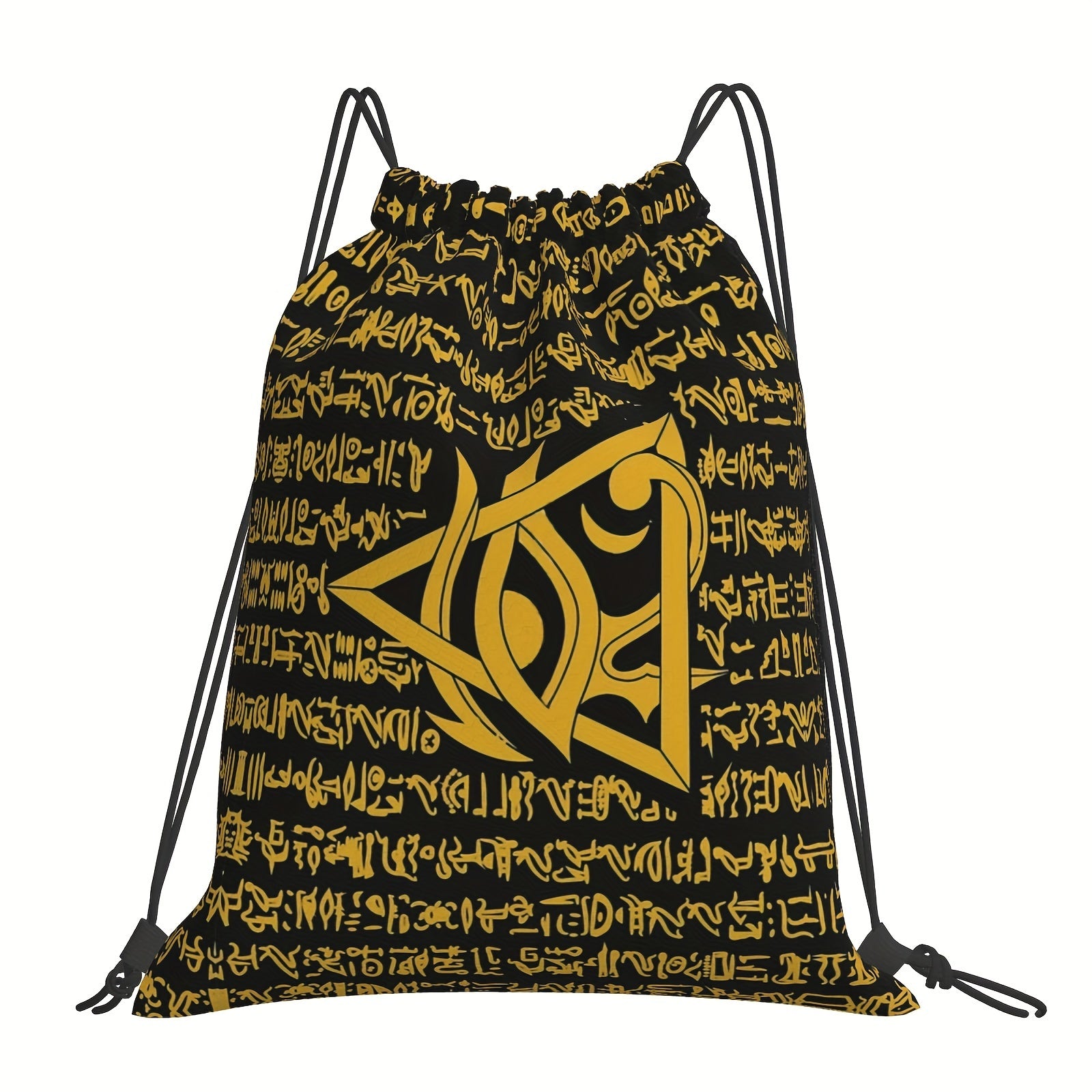 Ancient Egyptian Drawstring Bag Hieroglyphs School Beach Travel Pouch