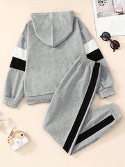 Boy's Tiger Print Hoodie & Sweatpants Set for Spring Fall