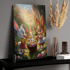 Colorful Bunny Characters Easter Canvas Art