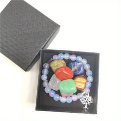 7 Chakras Natural Polished Stones Healing Crystals Bracelet Set