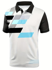 Men's Geometry Polo Shirt for Summer Outdoor Activities