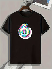 Colorful Circle Print Men's Graphic T shirt Casual Comfy Tees For Summer