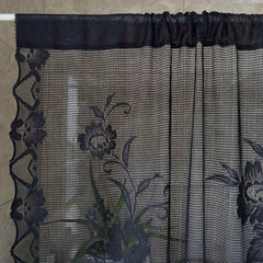 American Lace Curtain Floral Pattern Sheer Voile Curtain for Home Decor