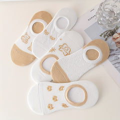 5 Pairs Heart & Bear Print Ankle Socks Women's Stockings