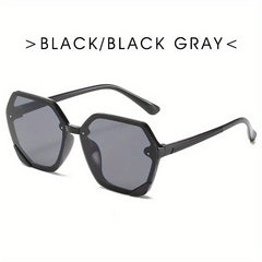 Polygonal Frame Sunglasses Colorful Ocean Piece Sunglasses