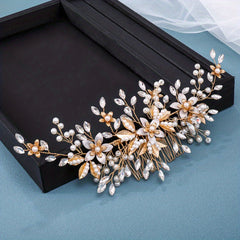 Faux Pearl Flower Bridal Hair Comb for Women Wedding