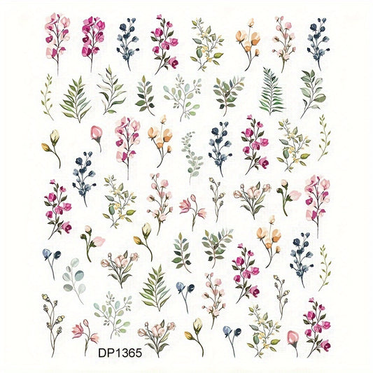 50 Small Flower Leaf Nail Resin Craft Decal Stickers DIY Decor
