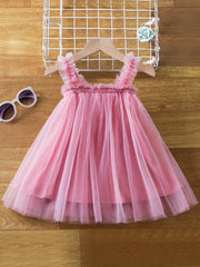 Summer Girl's Cami Mesh Princess Puffy Dress