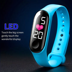 LED Kids Bracelet Watch Night Light Touch Screen Sports Electronic Watch