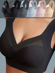 5pcs Wireless Push Up Bra Set Breathable Mesh Women's Lingerie
