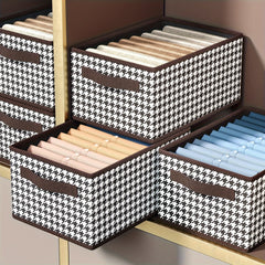 Foldable Houndstooth Storage Box - Non-woven Container for Household Items