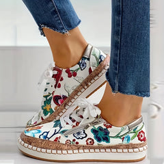 Women's Side Zipper Flat Shoes Lightweight Lace Up Outdoor Shoes