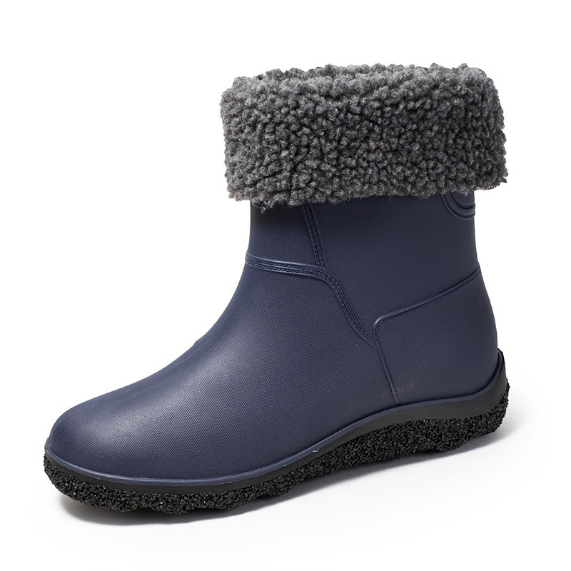 Men Plus Velvet Rain Boots Waterproof Non Slip Low Top Rain Shoes