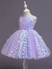 Girls Sleeveless Tutu Princess Dress with Flower Decoration