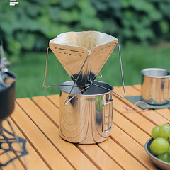 Outdoor 304 Stainless Steel Cup with Folding Handle, Convenient Beer Cup