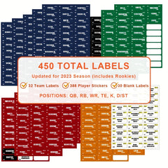 Fantasy Football Draft Board Season Kit 12 Teams 20 Rounds & 450 Stickers