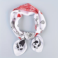 Rose Paisley Print Silk Scarf Neckerchief Hair Accessory