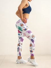 Butterfly & Eye Print Yoga Leggings High Waist Fitness Pants