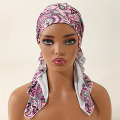 Boho Paisley Print Turban Cap Head Scarf Vintage Elastic Headwraps