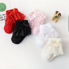 5 Pairs Lace Baby Socks Crystal Silk Transparent Mesh Breathable Princess Socks