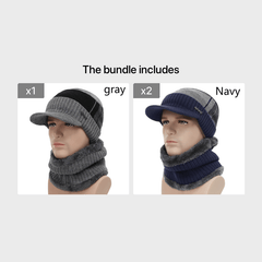 Winter Hats For Men Skullies Beanie Hat Winter Cap Men Women Wool Scarf Caps Set