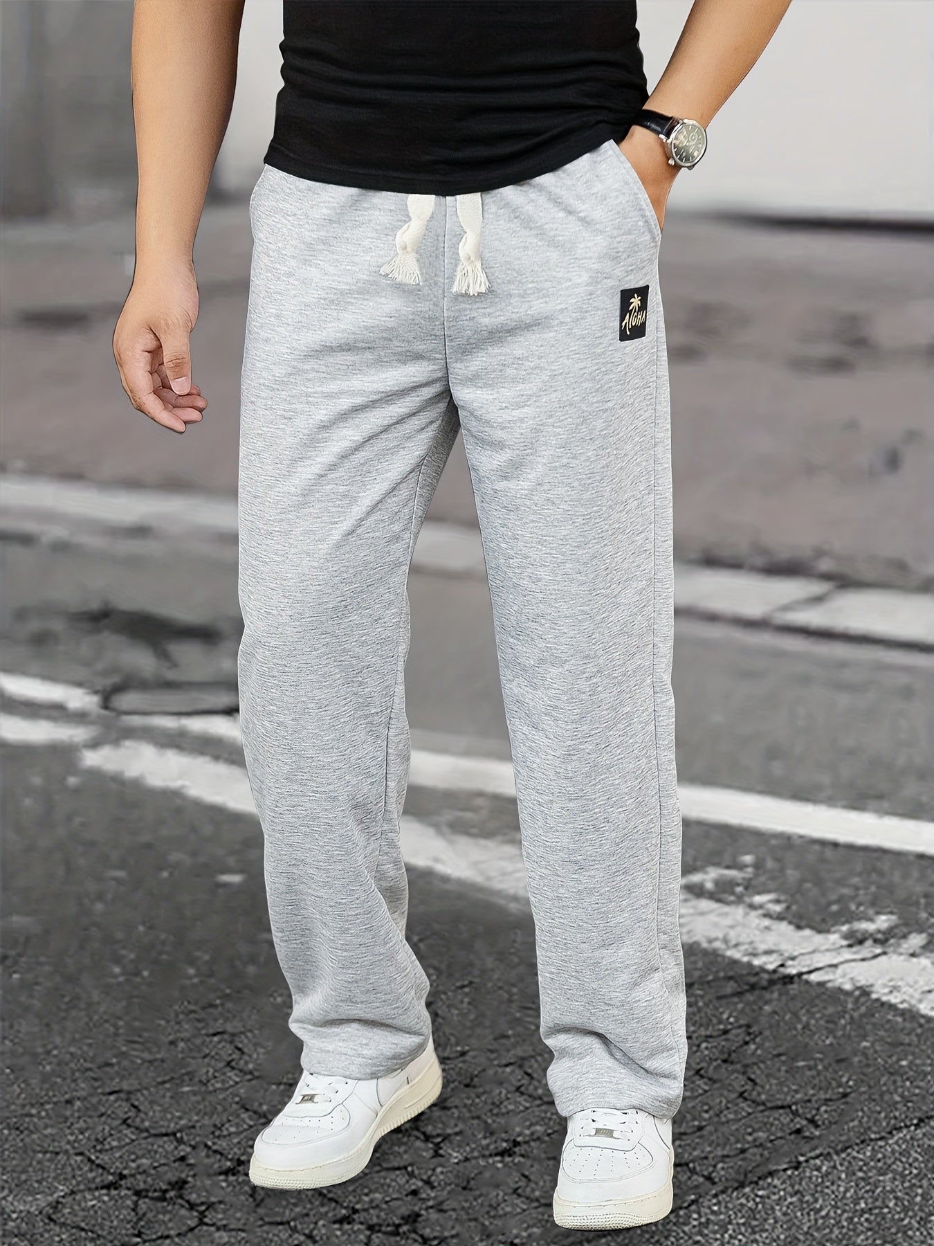 Coconut Tree Print Joggers Men s Casual Stretch Waist Drawstring Sweatpants